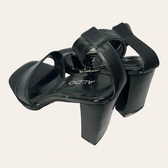 Women’s ALDO SQUARE HEEL‎ OPEN TOES HEELS SIZE 36(US 6) BLACK IN COLOR STRAPPY - Picture 6 of 16